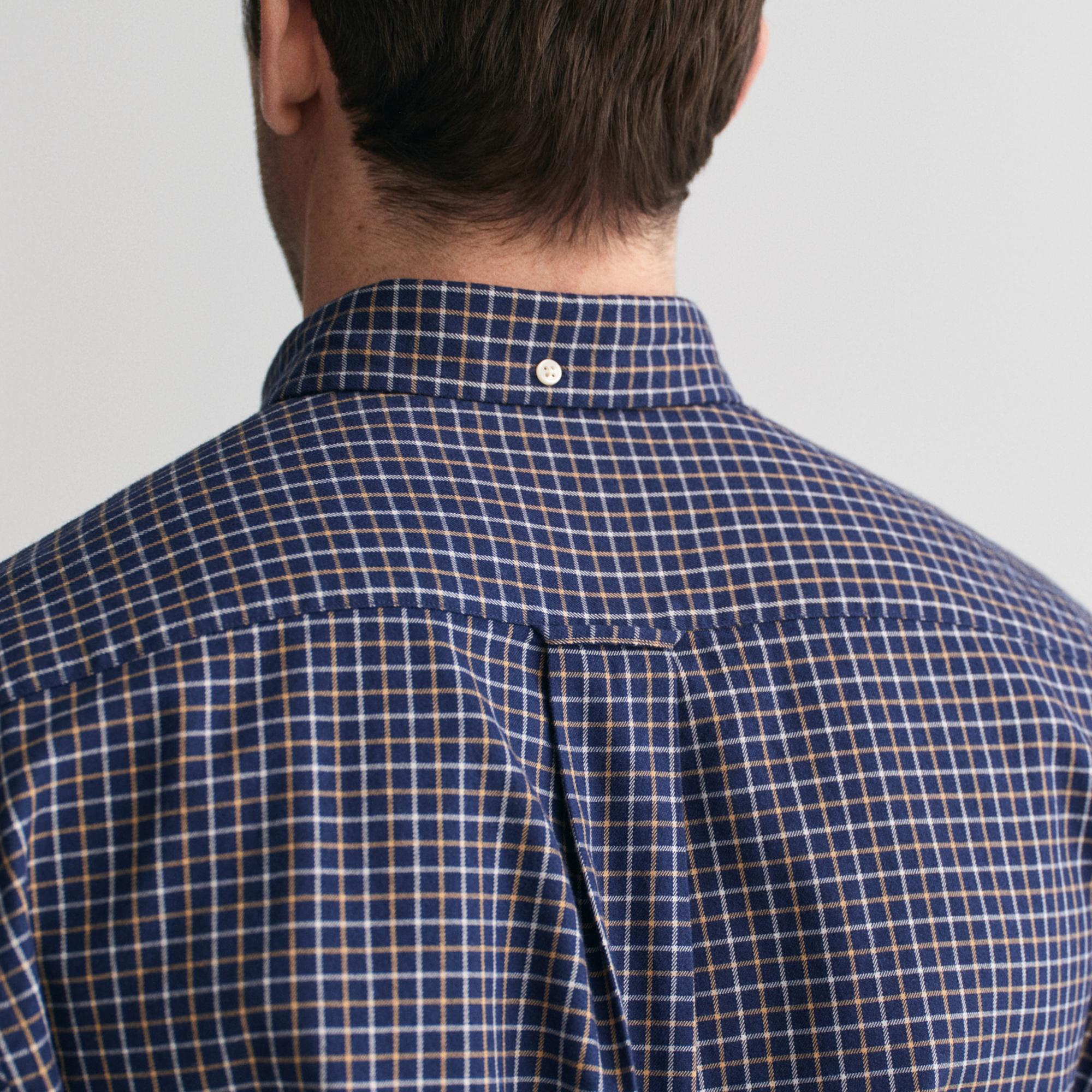 GANT Erkek Lacivert Regular Fit Düğmeli Yaka Kareli Gömlek