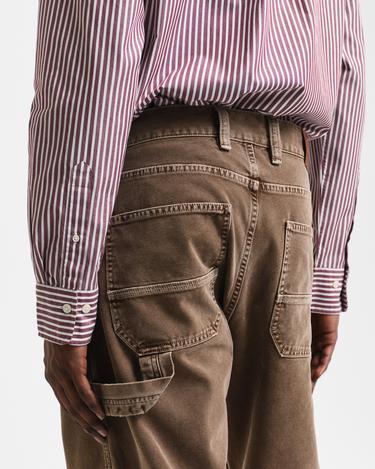  GANT Erkek Bordo Regular Fit Düğmeli Yaka Çizgili Gömlek