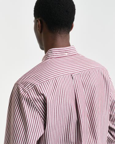  GANT Erkek Bordo Regular Fit Düğmeli Yaka Çizgili Gömlek