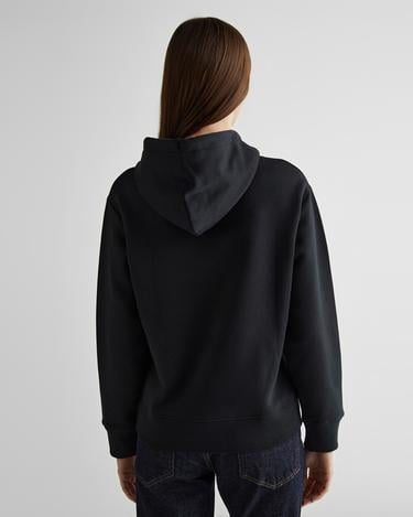  GANT Kadın Siyah Relaxed Fit Kapüşonlu Logolu Sweatshirt