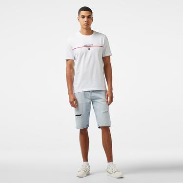  Tommy Hilfiger Hilfiger Stripe Erkek Beyaz T-Shirt