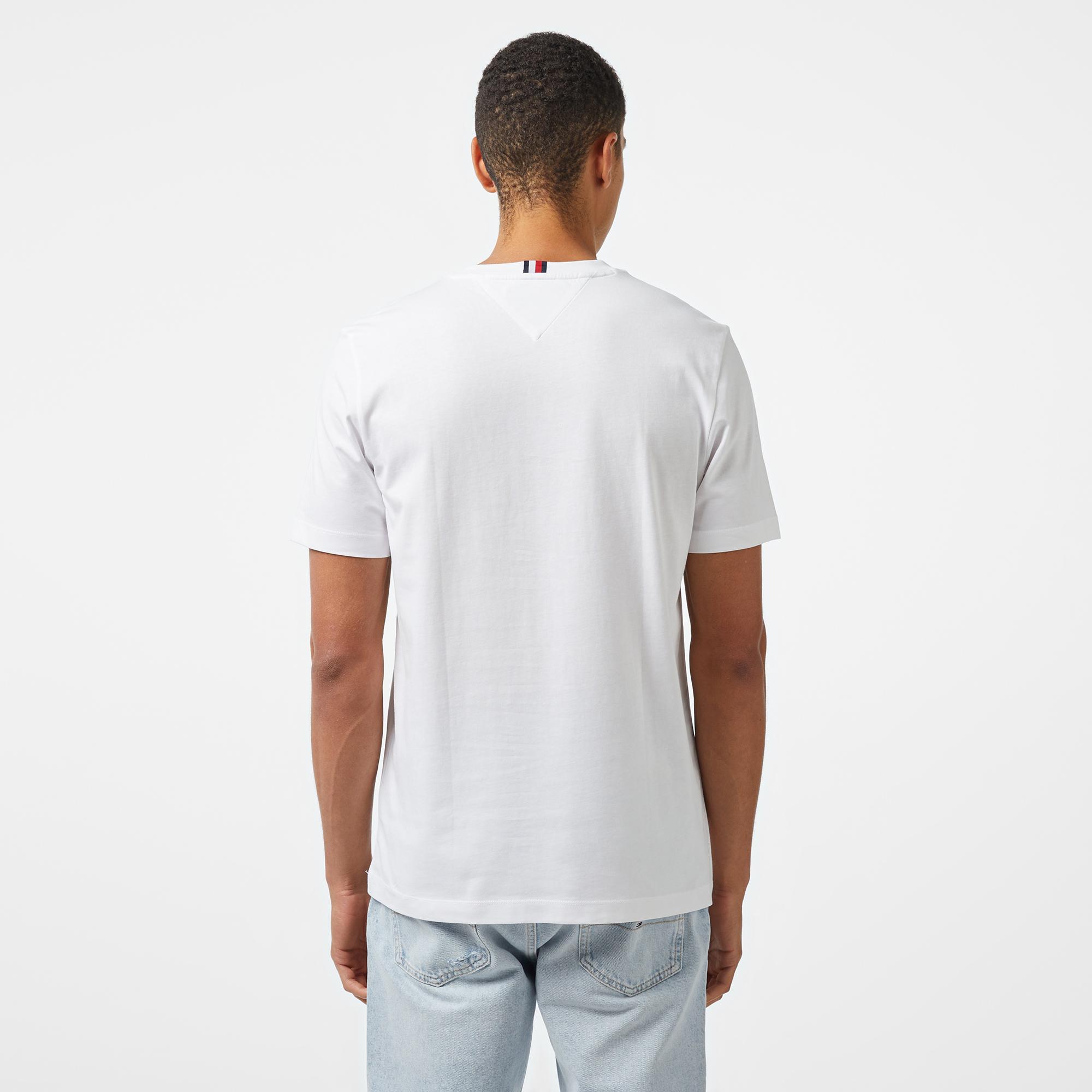 Tommy Hilfiger Hilfiger Stripe Erkek Beyaz T-Shirt