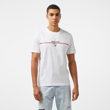  Tommy Hilfiger Hilfiger Stripe Erkek Beyaz T-Shirt