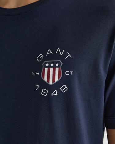  GANT Erkek Lacivert Regular Fit Bisiklet Yaka Logolu T-Shirt