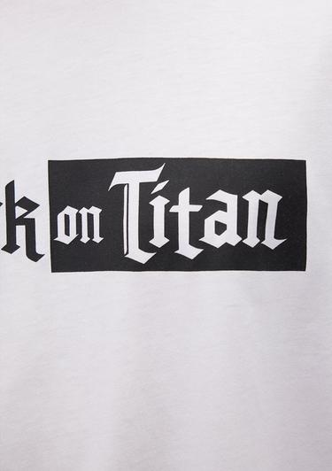  Mavi Attack On Titan Baskılı Beyaz Tişört Oversize / Geniş Kesim 0612439-620