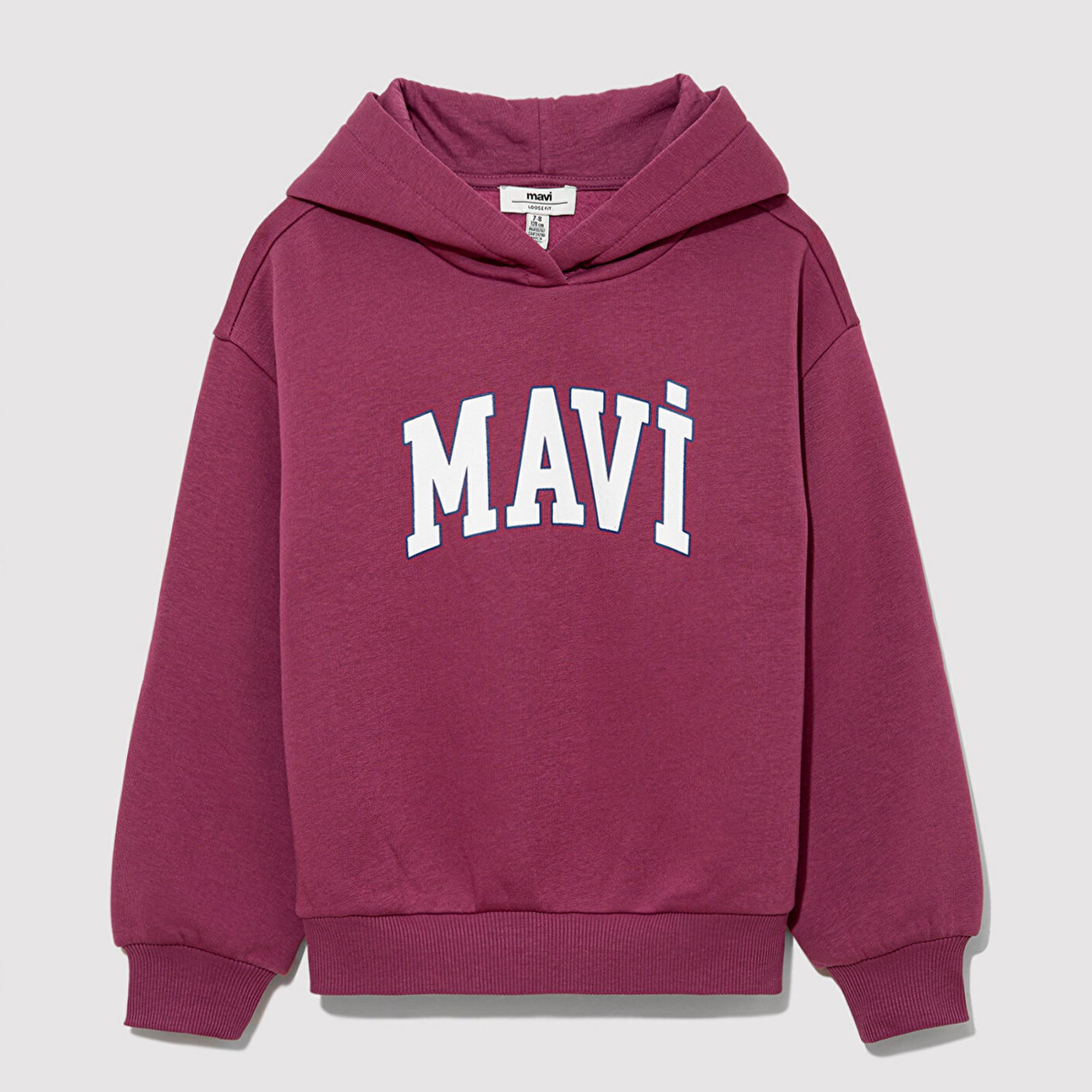 Mavi Mavi Logo Baskılı Kapüşonlu Mor Sweatshirt 7610035-70651