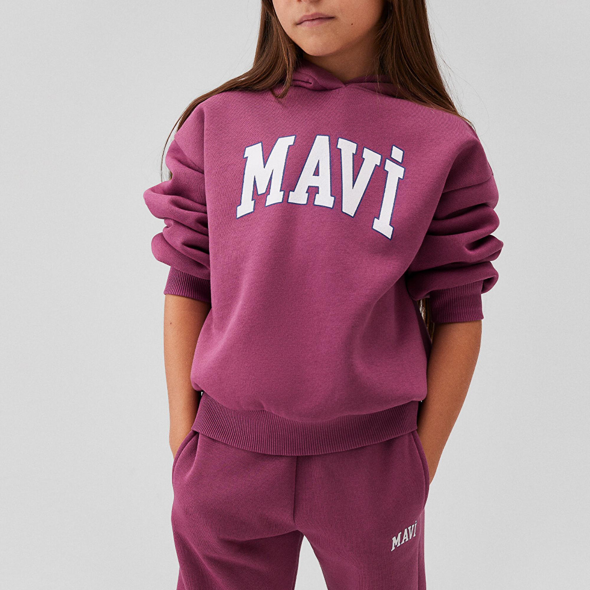 Mavi Mavi Logo Baskılı Kapüşonlu Mor Sweatshirt 7610035-70651