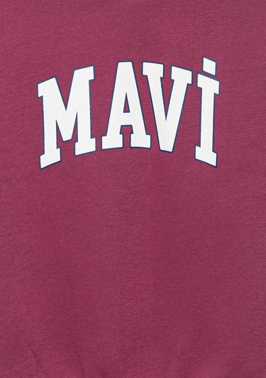  Mavi Mavi Logo Baskılı Kapüşonlu Mor Sweatshirt 7610035-70651