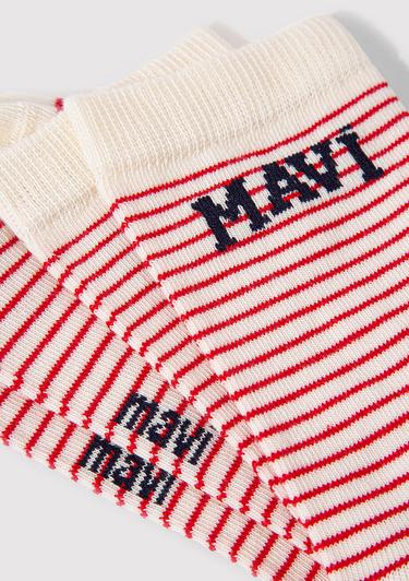  Mavi Mavi Logo Detaylı Çizgili Soket Çorap 1912754-84494