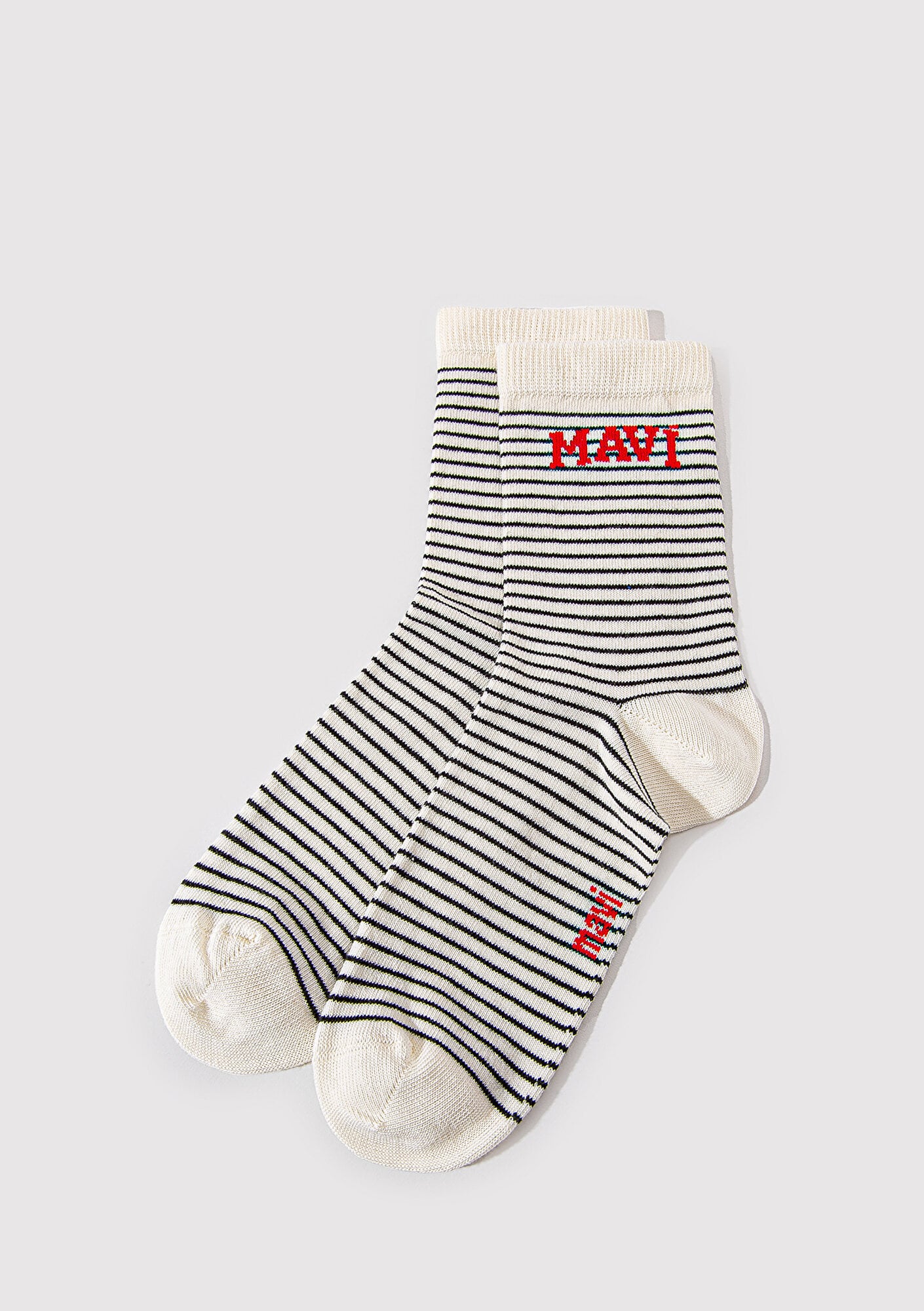  Mavi Mavi Logo Detaylı Siyah Çizgili Soket Çorap 1912754-70057