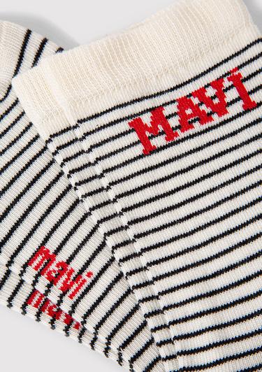  Mavi Mavi Logo Detaylı Siyah Çizgili Soket Çorap 1912754-70057