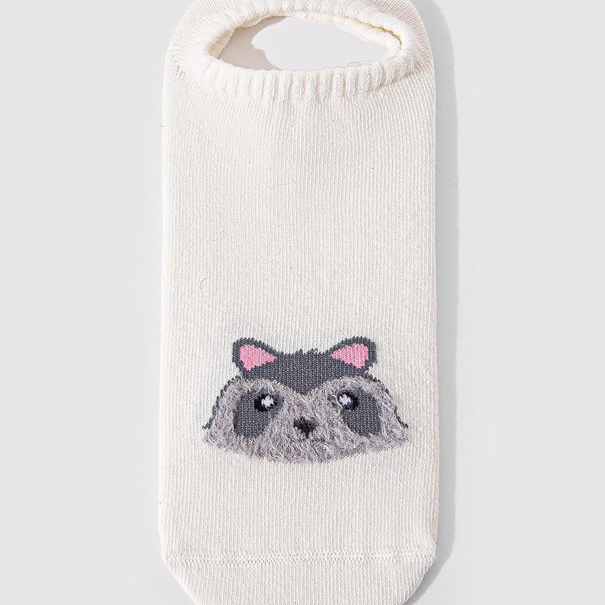 Mavi Tilki Baskılı Beyaz Babet Çorabı 1912780-620