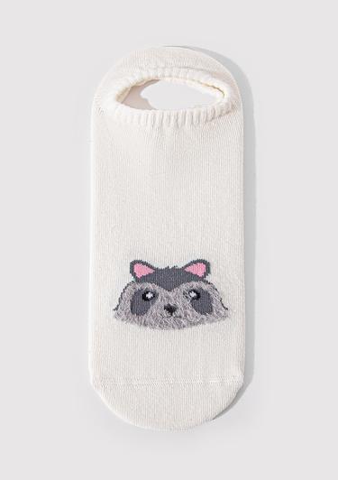  Mavi Tilki Baskılı Beyaz Babet Çorabı 1912780-620