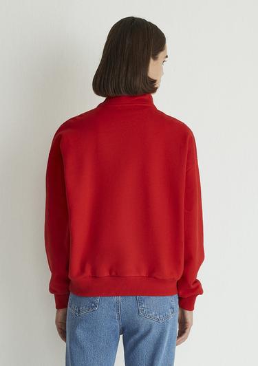  Mavi Mavi Logo Baskılı Yarı Fermuarlı Kırmızı Sweatshirt 1S10179-86417