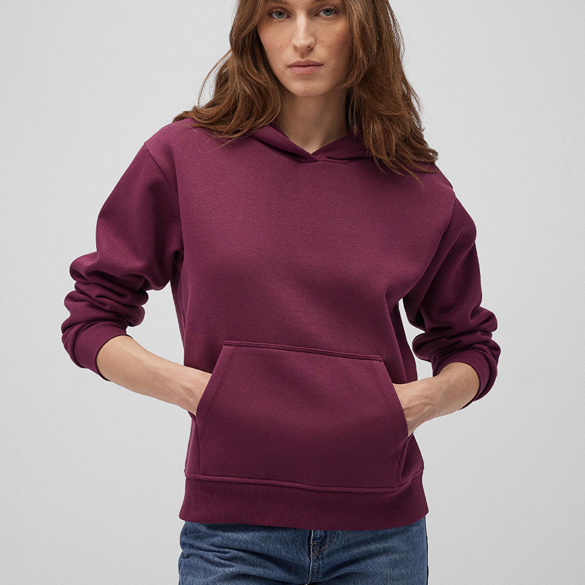 Mavi Kapüşonlu Mor Basic Sweatshirt 167299-70670