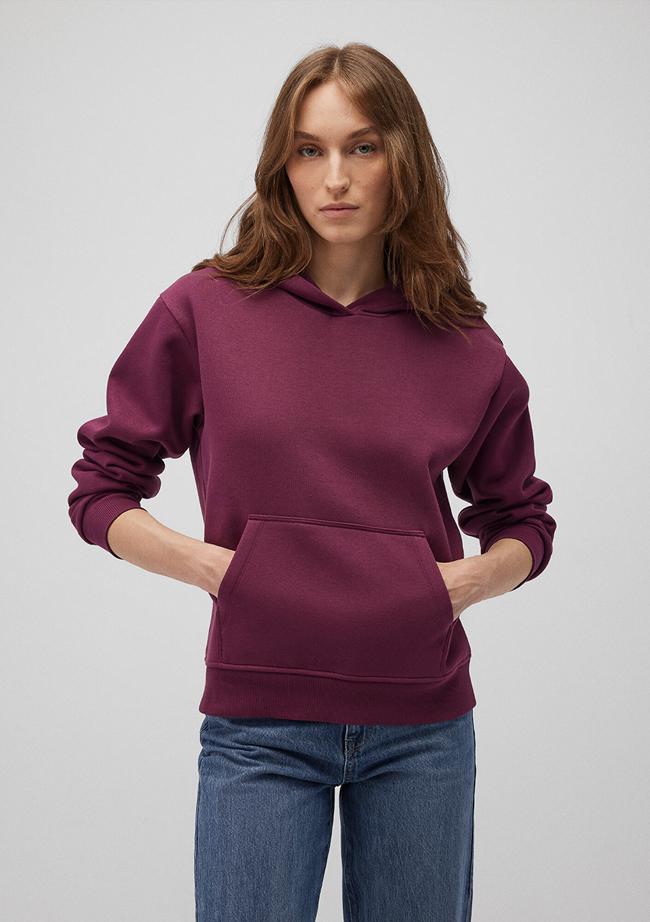  Mavi Kapüşonlu Mor Basic Sweatshirt 167299-70670
