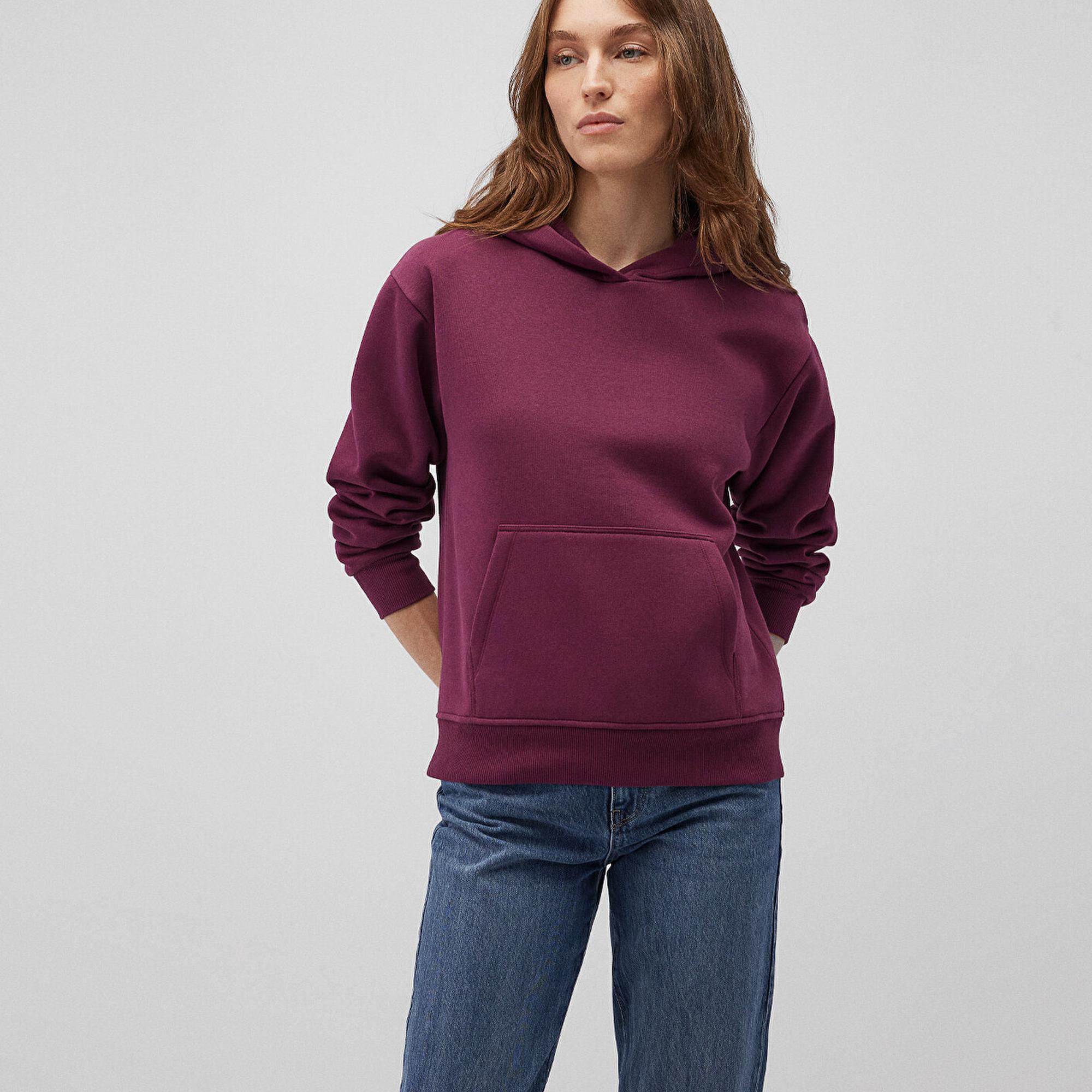 Mavi Kapüşonlu Mor Basic Sweatshirt 167299-70670