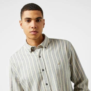  Nautica Erkek Krem Classic Keten Fit Gömlek