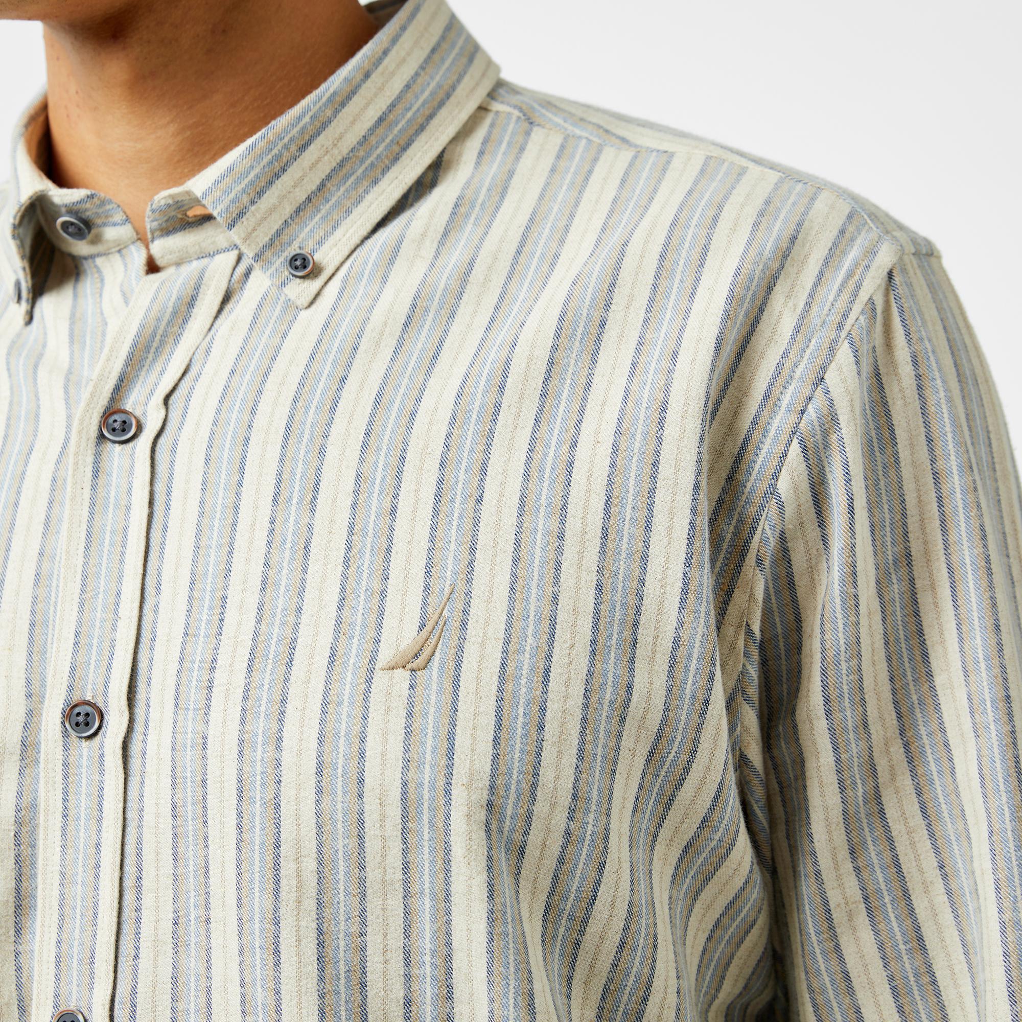 Nautica Erkek Krem Rengi Classic Fit Keten Gömlek