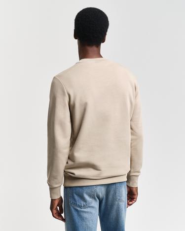  GANT Erkek Bej Regular Fit Bisiklet Yaka Logolu Sweatshirt