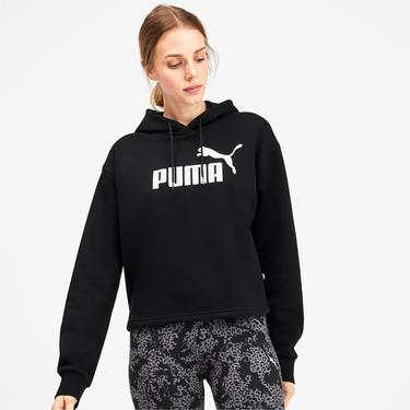  Puma Essentials Cropped Logo Kadın Siyah Günlük Sweatshirt