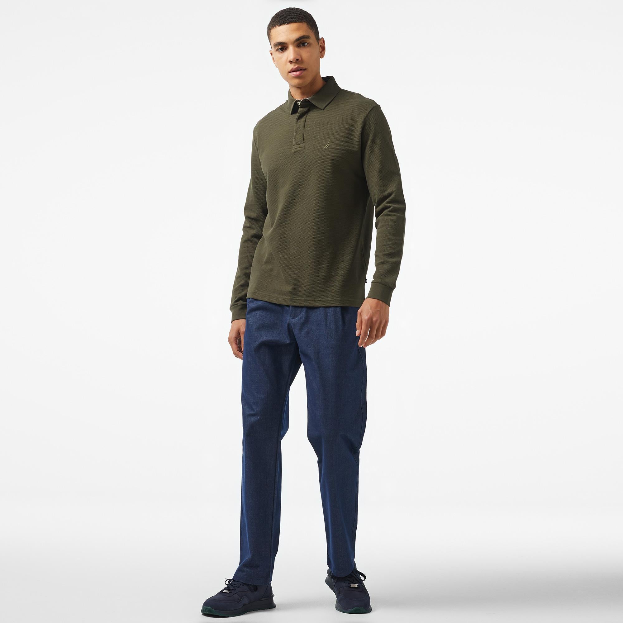Nautica Erkek Yeşil Slim Fit Uzun Kollu Polo