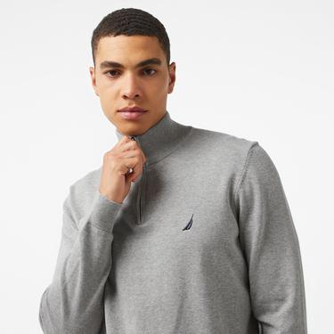  Nautica Erkek Gri Standart Fit Dik Yakalı Triko