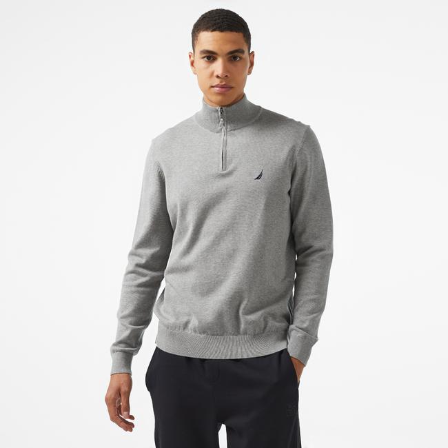  Nautica Erkek Gri Standart Fit Dik Yakalı Triko