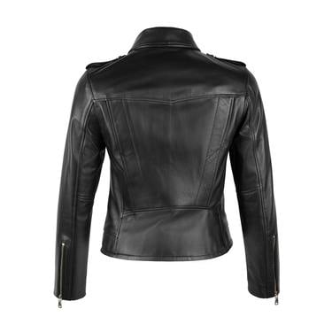  Amelia Siyah Kadın Biker Deri Ceket