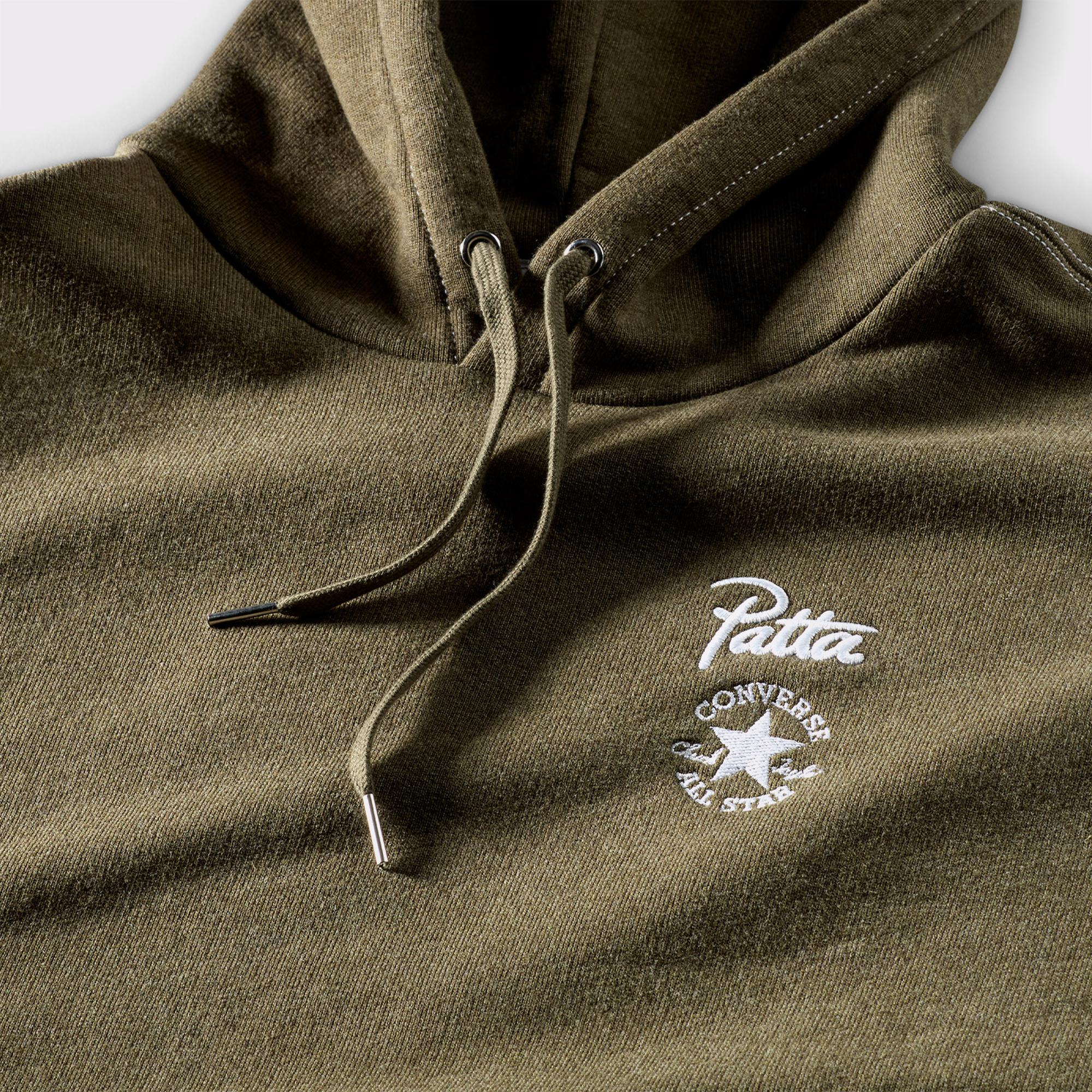 Converse x Patta Nakışlı Unisex Haki Hoodie