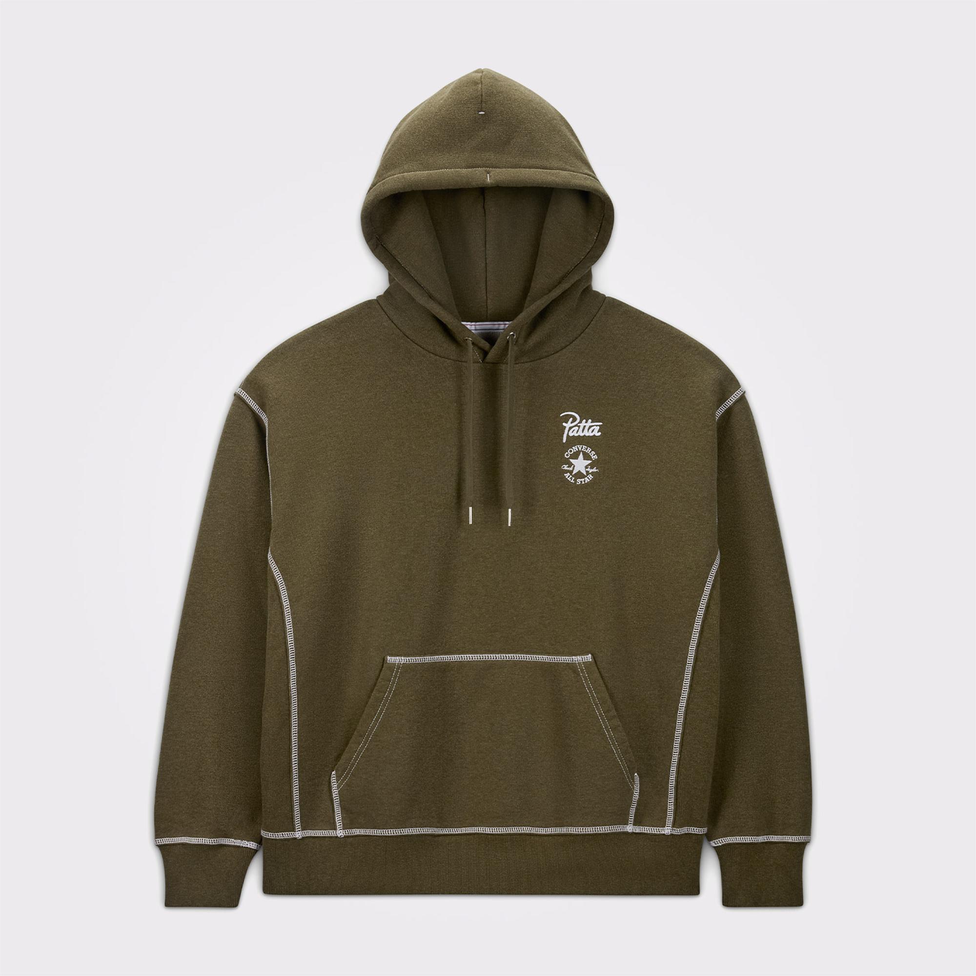 Converse x Patta Nakışlı Unisex Haki Hoodie