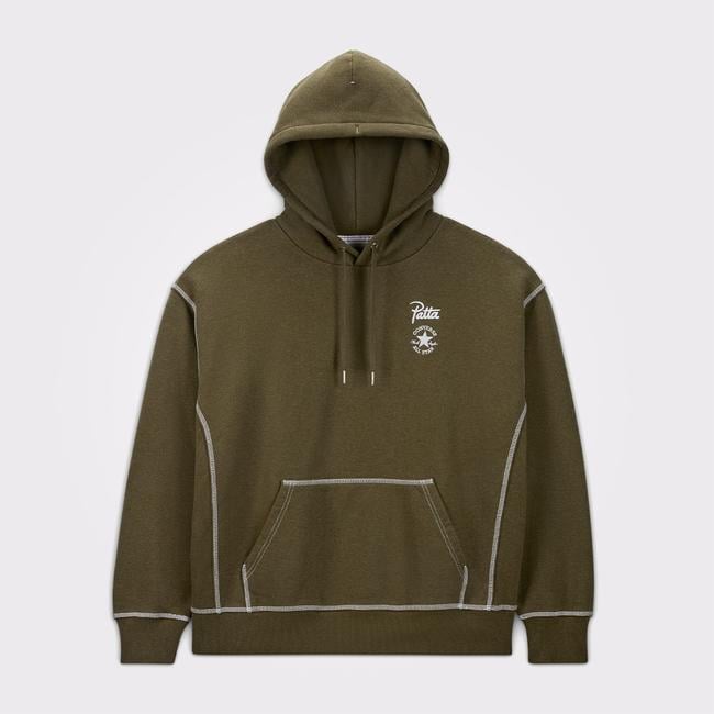  Converse x Patta Nakışlı Unisex Haki Hoodie