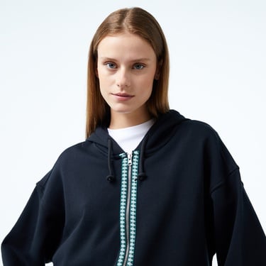  Converse x LFC Fermuarlı Unisex Siyah Hoodie