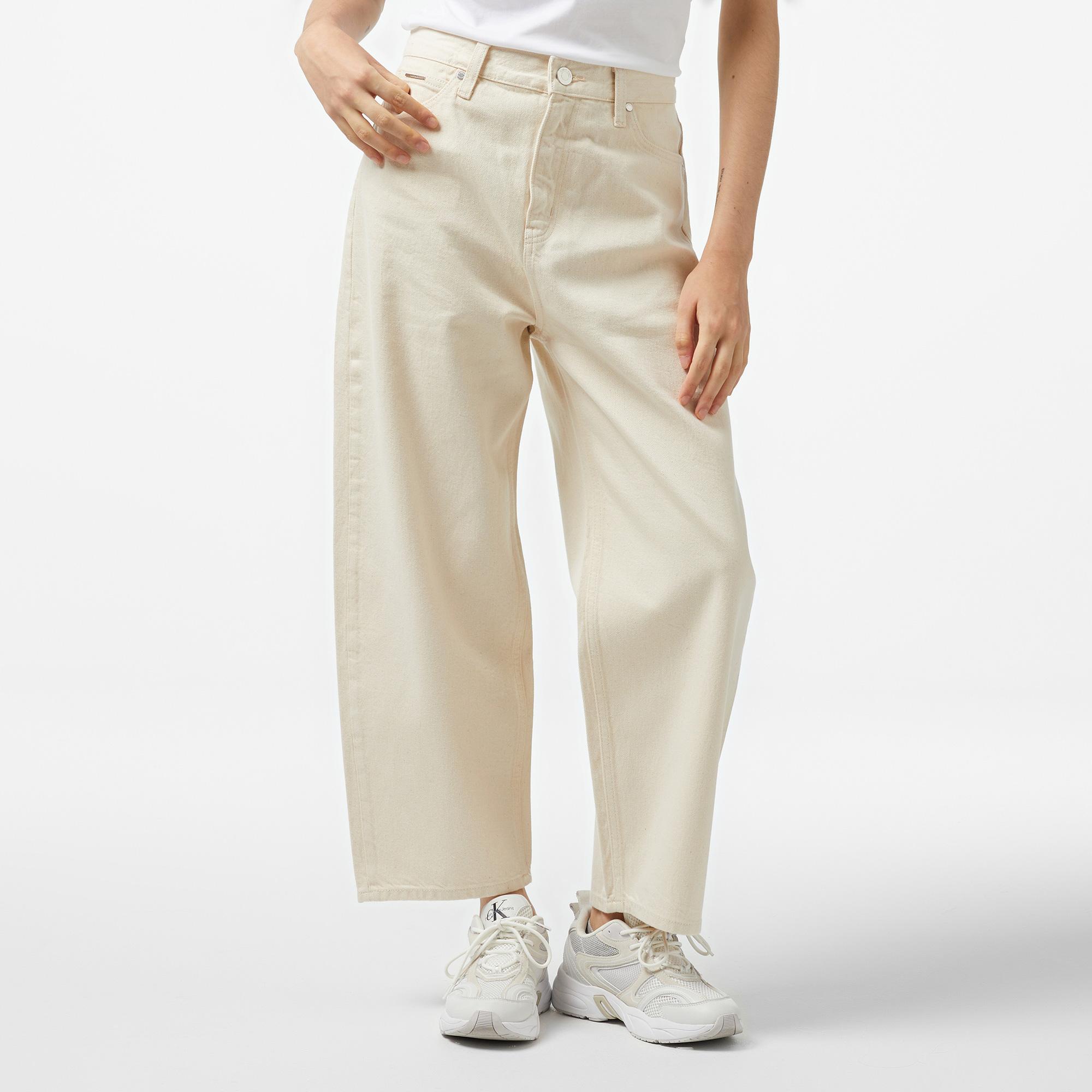 Calvin Klein Hıgh Rise Barrel - Ecru Kadın Krem Jean