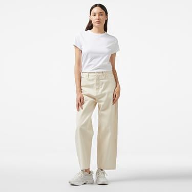  Calvin Klein Hıgh Rise Barrel - Ecru Kadın Krem Jean