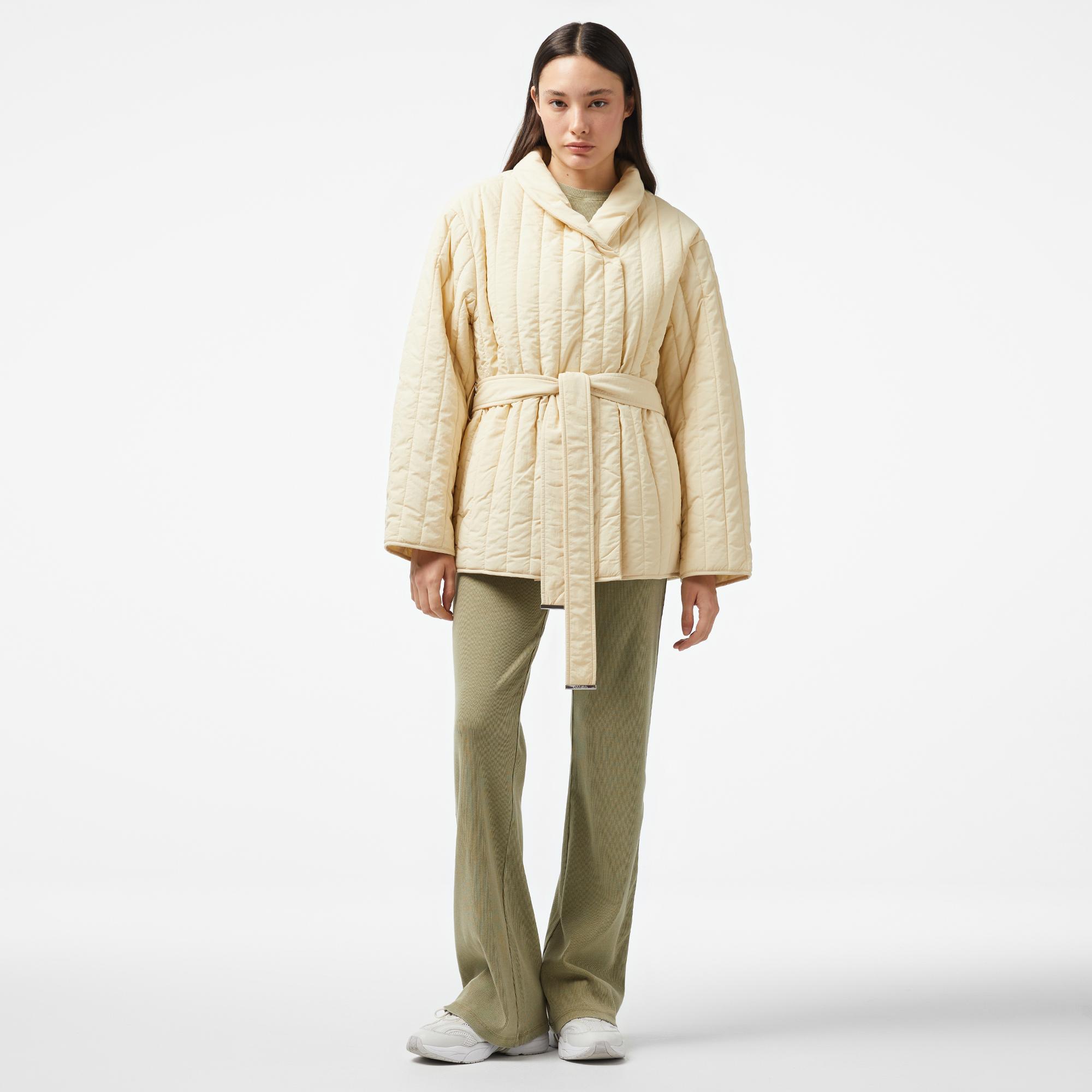 Calvin Klein Padded Vertıcal Quilt Kadın Gri Ceket