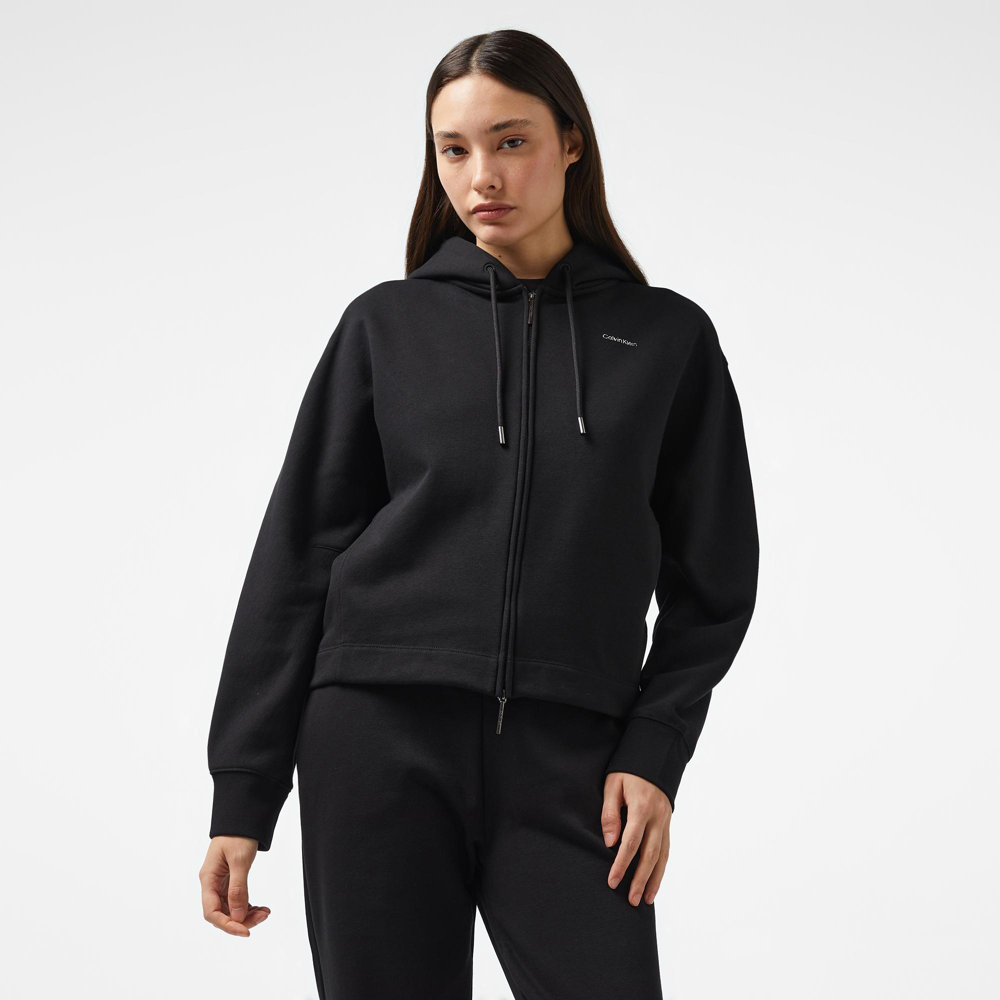 Calvin Klein Nano Logo Zip Relaxed Kadın Siyah Hoodie