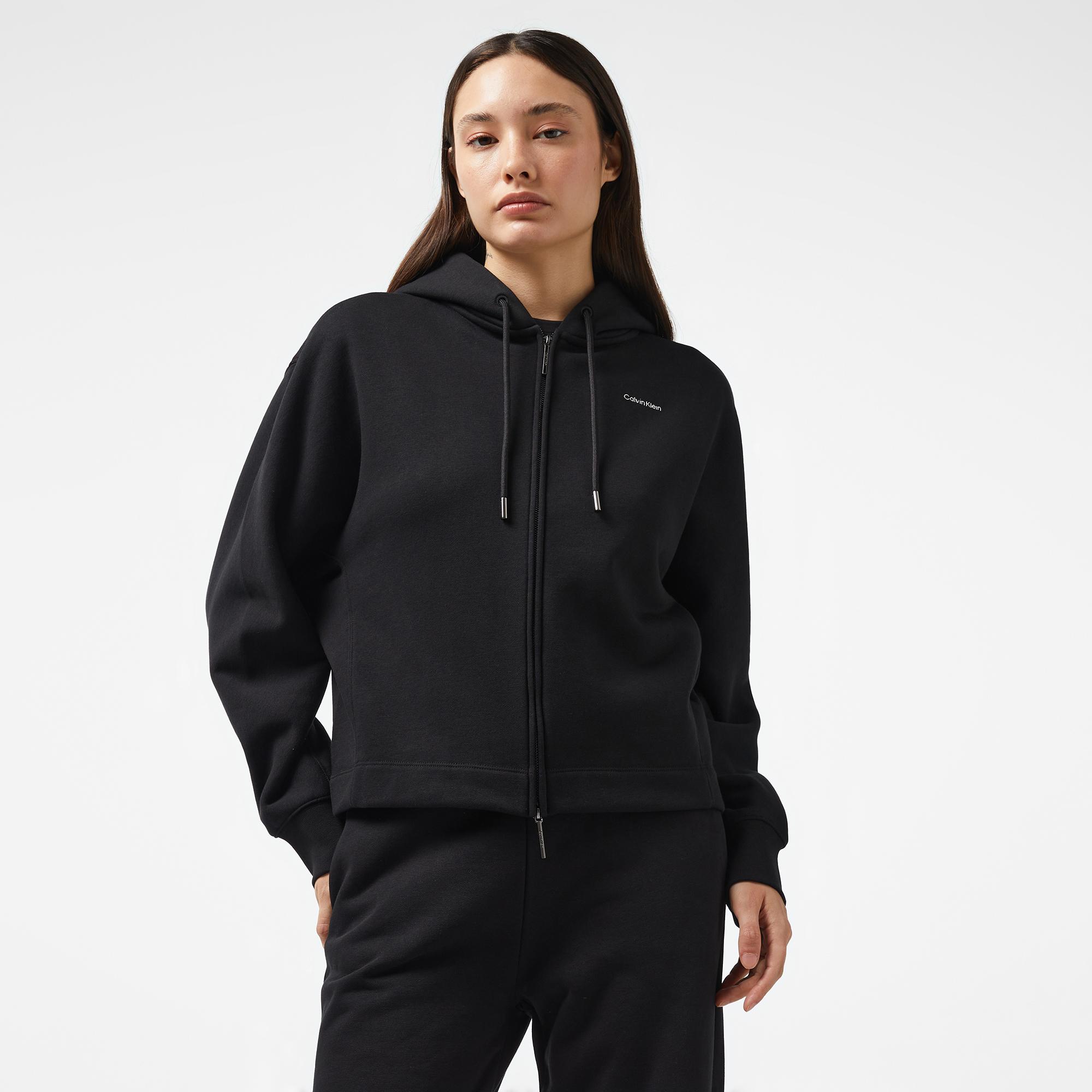 Calvin Klein Nano Logo Zip Relaxed Kadın Siyah Hoodie
