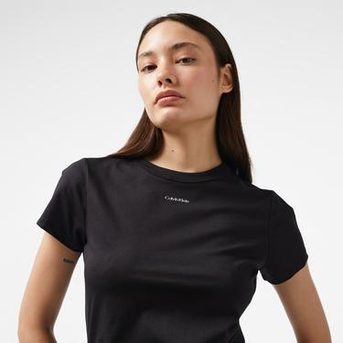  Calvin Klein Nano Logo Slım Kadın Siyah T-Shirt