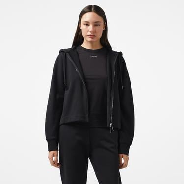  Calvin Klein Nano Logo Zip Relaxed Kadın Siyah Hoodie