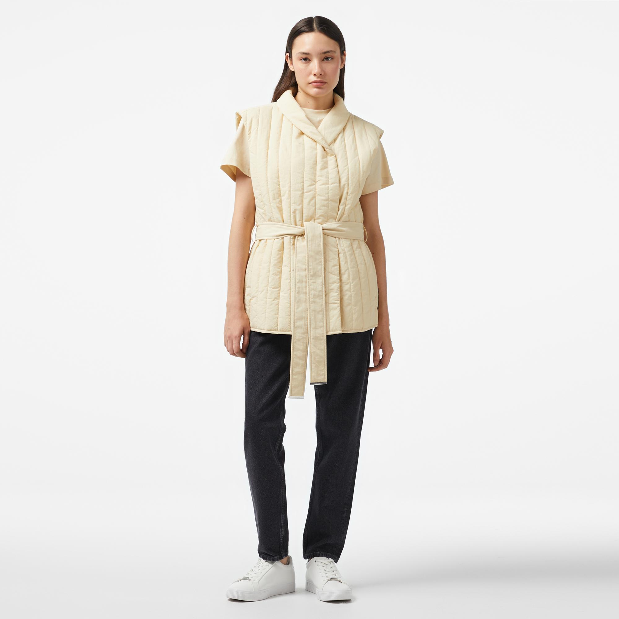 Calvin Klein Padded Vertıcal Quilt Vest Kadın Gri Yelek
