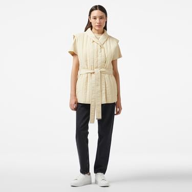  Calvin Klein Padded Vertıcal Quilt Vest Kadın Gri Yelek