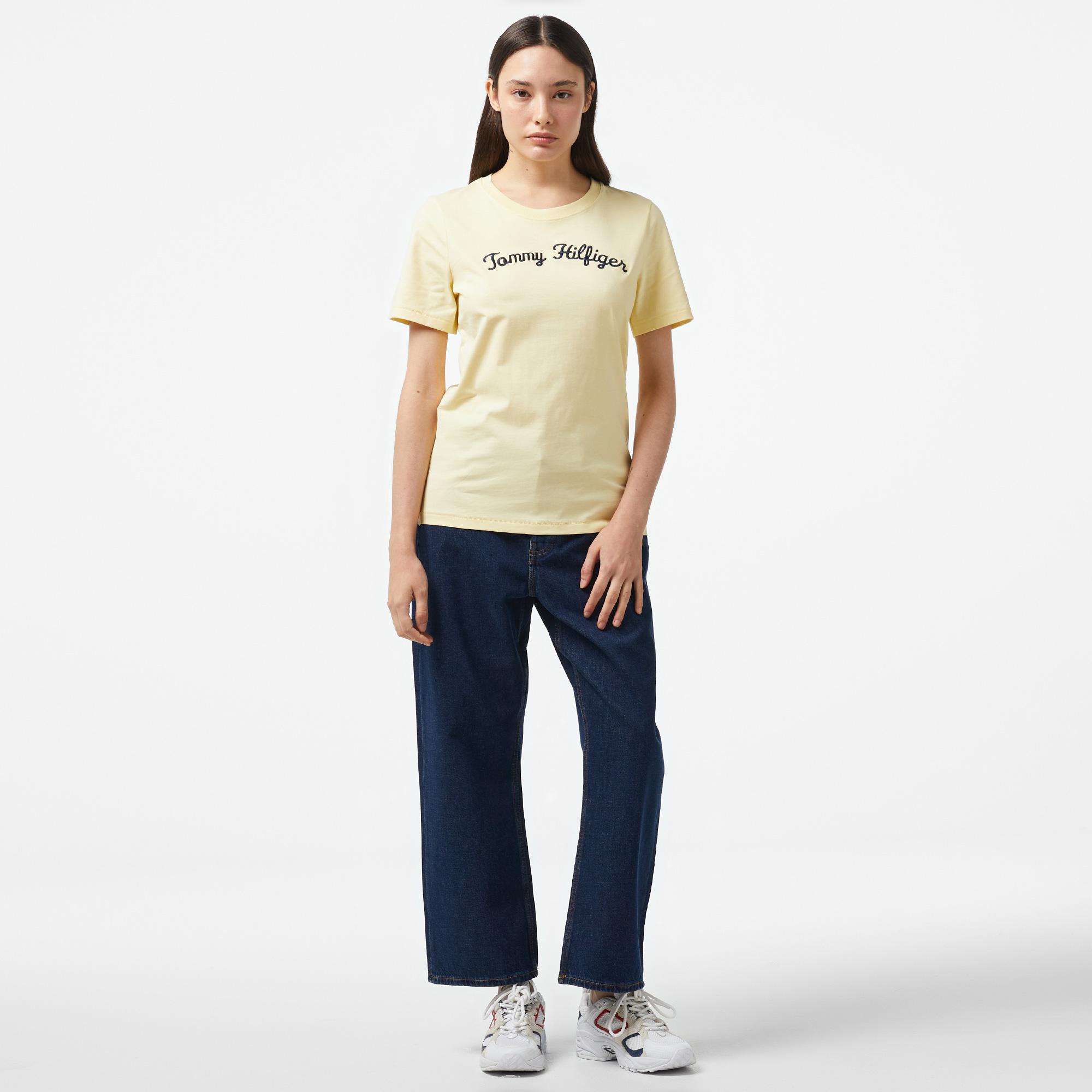 Tommy Hilfiger Script Kadın Sarı T-Shirt