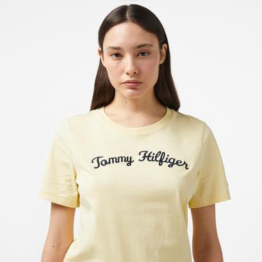  Tommy Hilfiger Script Kadın Sarı T-Shirt