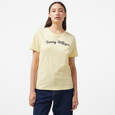  Tommy Hilfiger Script Kadın Sarı T-Shirt