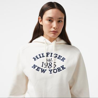  Tommy Hilfiger Varsity Kadın Beyaz Hoodie
