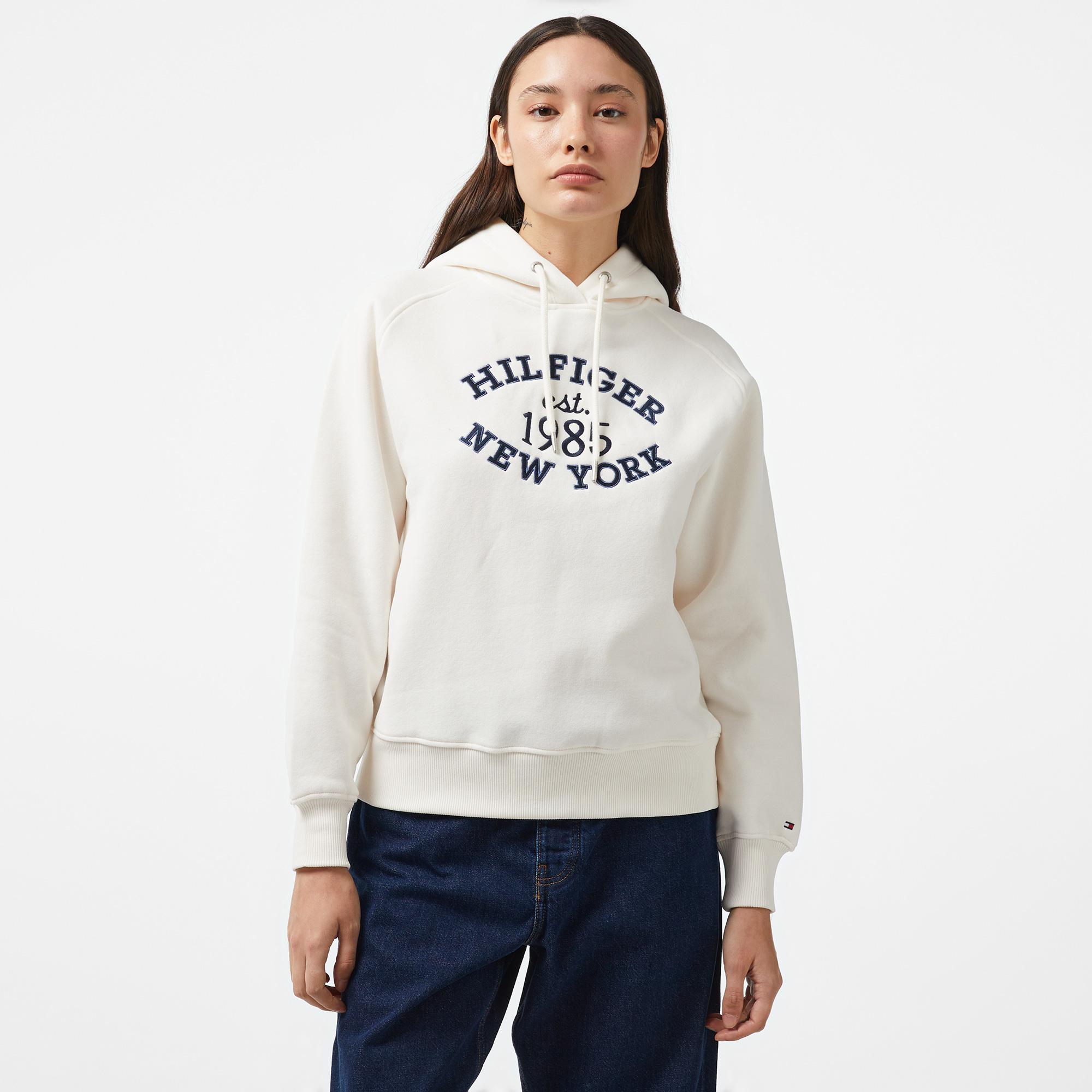 Tommy Hilfiger Varsity Kadın Beyaz Hoodie