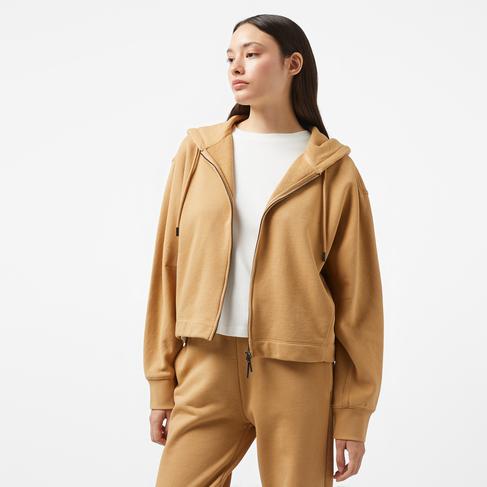  Calvin Klein Nano Logo Zip Relaxed Kadın Kahverengi Hoodie