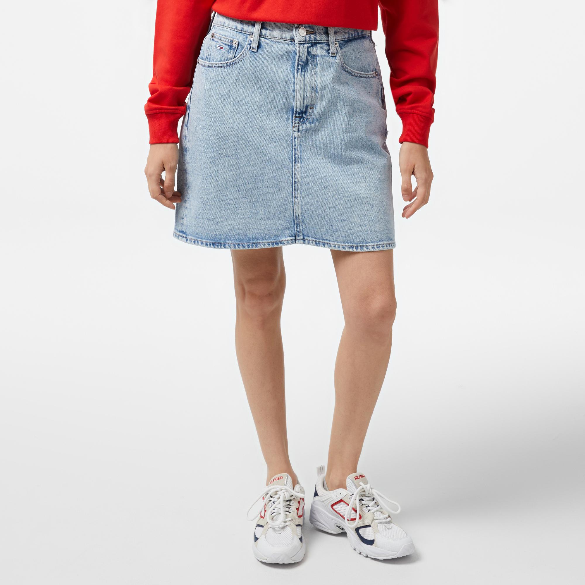 Tommy Hilfiger Jeans Mom Uh Kadın Mavi Etek