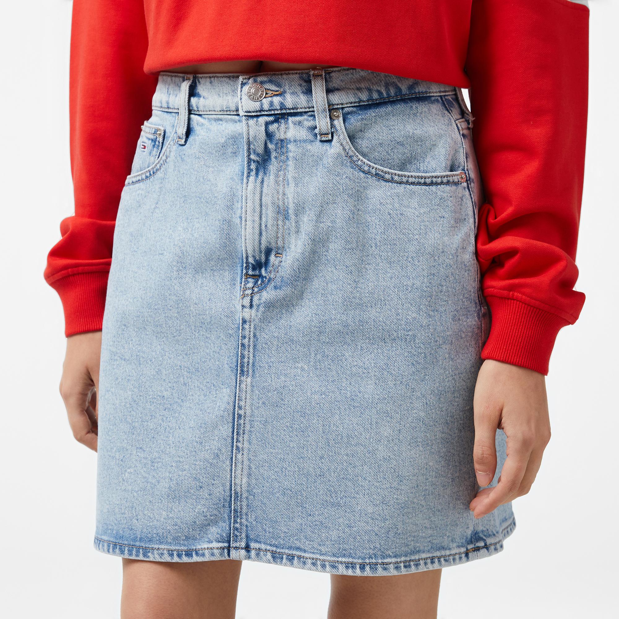 Tommy Hilfiger Jeans Mom Uh Kadın Mavi Etek